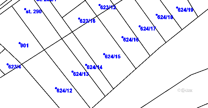 Parcela st. 624/15 v KÚ Tištín, Katastrální mapa