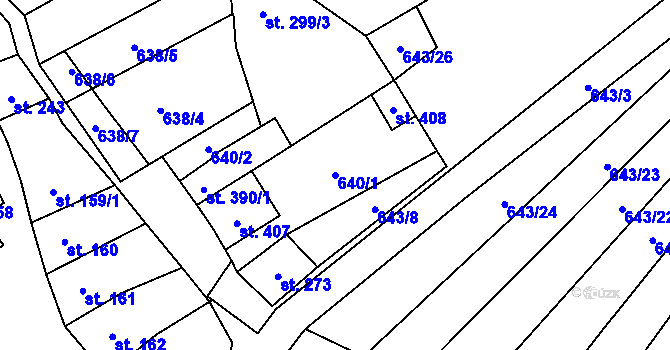 Parcela st. 640/1 v KÚ Tištín, Katastrální mapa