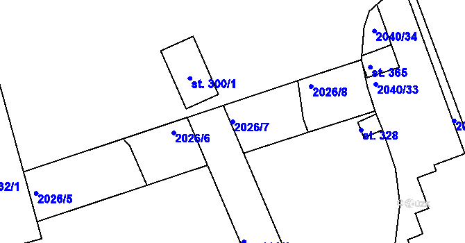 Parcela st. 2026/7 v KÚ Tištín, Katastrální mapa