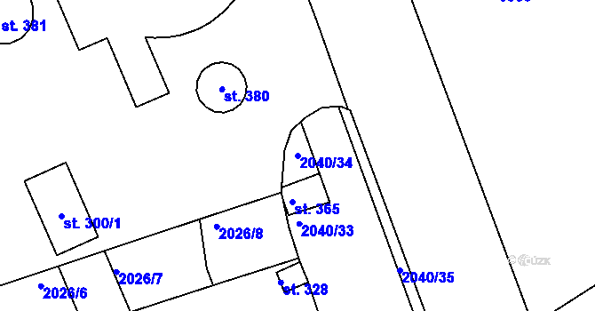 Parcela st. 2040/34 v KÚ Tištín, Katastrální mapa