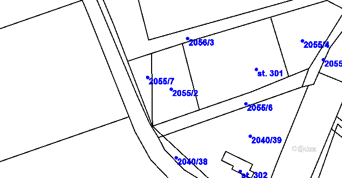 Parcela st. 2055/2 v KÚ Tištín, Katastrální mapa