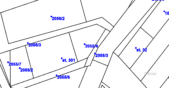 Parcela st. 2055/4 v KÚ Tištín, Katastrální mapa