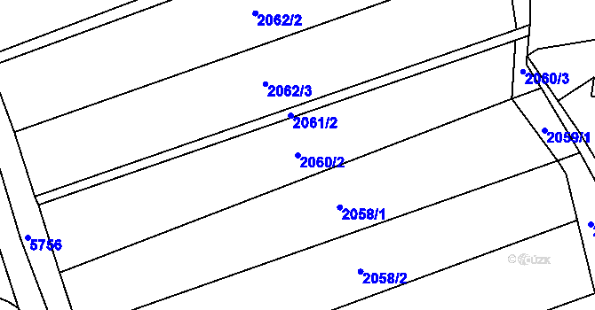 Parcela st. 2060/2 v KÚ Tištín, Katastrální mapa