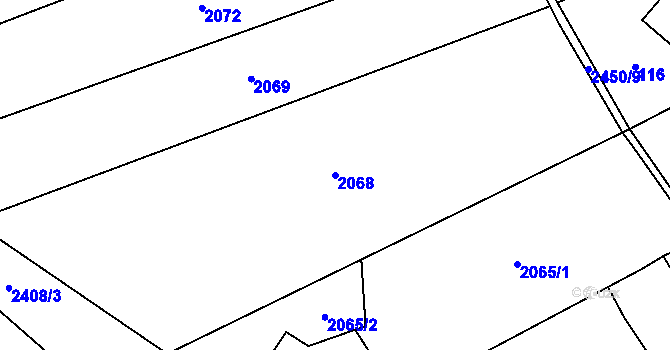Parcela st. 2068 v KÚ Tištín, Katastrální mapa