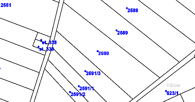 Parcela st. 2590 v KÚ Tištín, Katastrální mapa