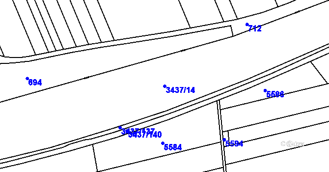 Parcela st. 3437/14 v KÚ Tištín, Katastrální mapa