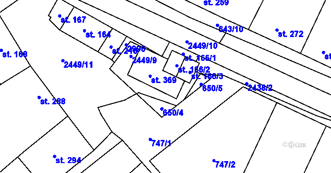 Parcela st. 369 v KÚ Tištín, Katastrální mapa