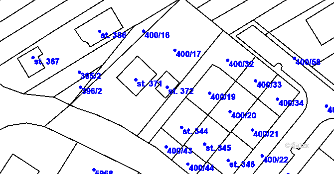Parcela st. 372 v KÚ Tištín, Katastrální mapa