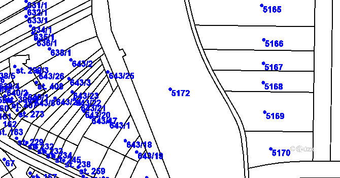 Parcela st. 5172 v KÚ Tištín, Katastrální mapa