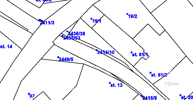 Parcela st. 2415/10 v KÚ Tištín, Katastrální mapa