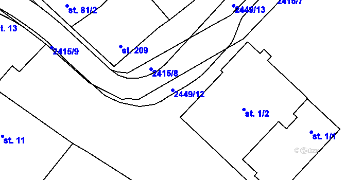 Parcela st. 2449/12 v KÚ Tištín, Katastrální mapa