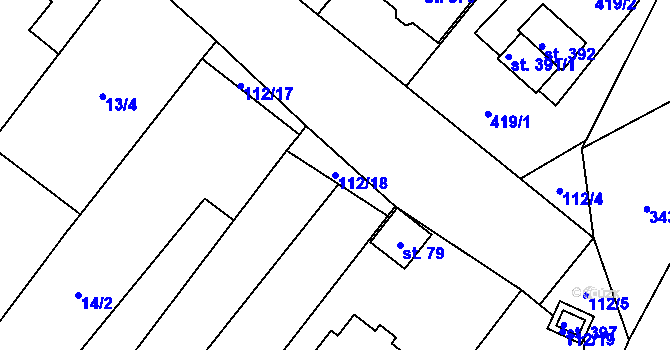Parcela st. 112/18 v KÚ Tištín, Katastrální mapa