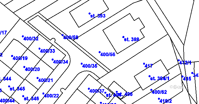 Parcela st. 400/56 v KÚ Tištín, Katastrální mapa