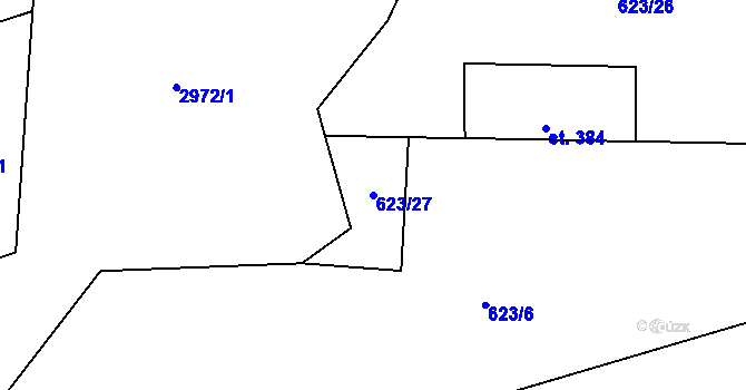 Parcela st. 623/27 v KÚ Tištín, Katastrální mapa