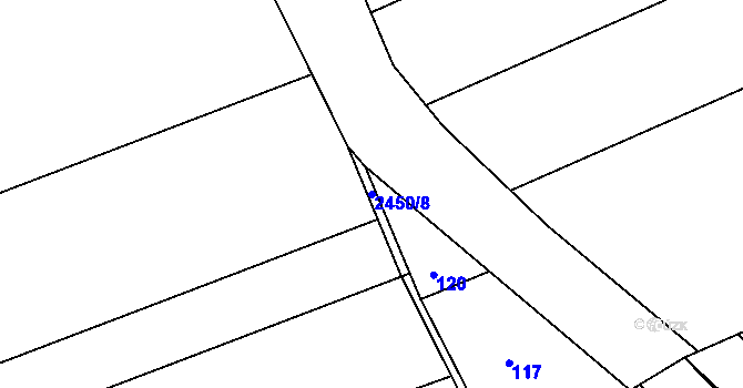 Parcela st. 2450/8 v KÚ Tištín, Katastrální mapa