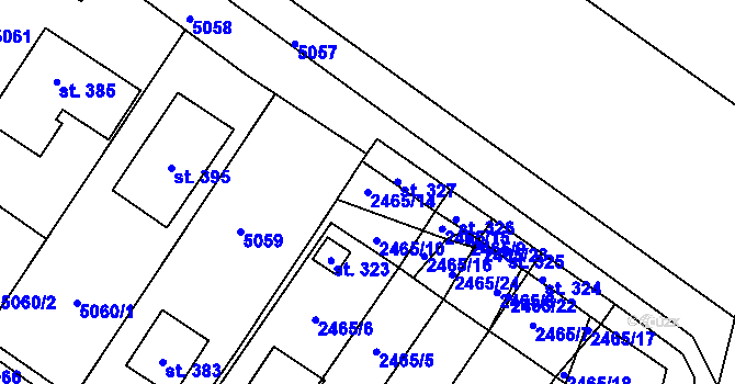 Parcela st. 2465/14 v KÚ Tištín, Katastrální mapa
