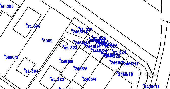 Parcela st. 2465/16 v KÚ Tištín, Katastrální mapa