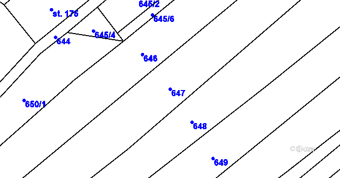 Parcela st. 647 v KÚ Tištín, Katastrální mapa