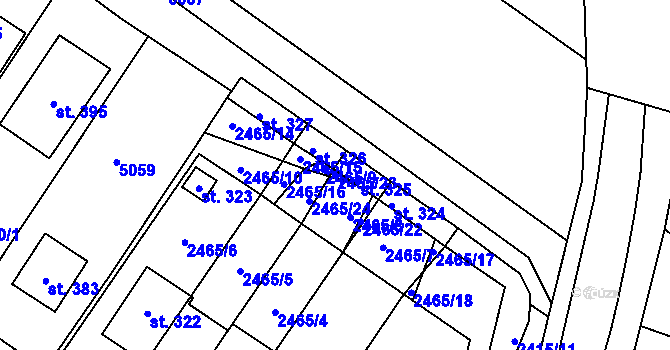 Parcela st. 2465/23 v KÚ Tištín, Katastrální mapa
