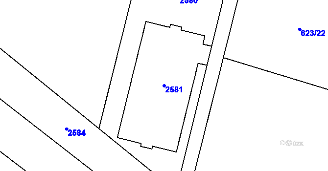 Parcela st. 2581 v KÚ Tištín, Katastrální mapa