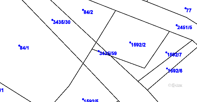 Parcela st. 3435/59 v KÚ Tištín, Katastrální mapa