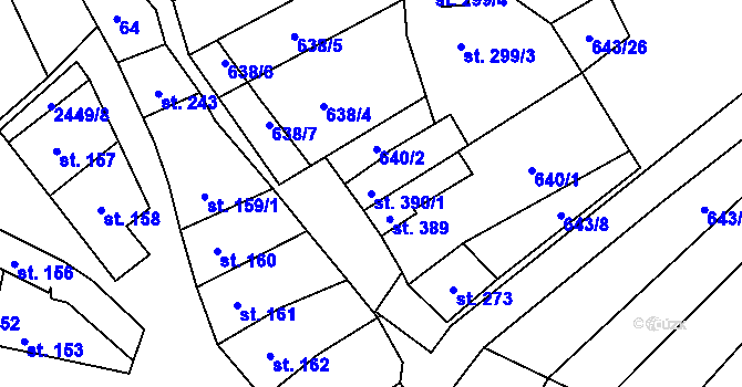 Parcela st. 390/1 v KÚ Tištín, Katastrální mapa