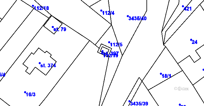 Parcela st. 112/19 v KÚ Tištín, Katastrální mapa