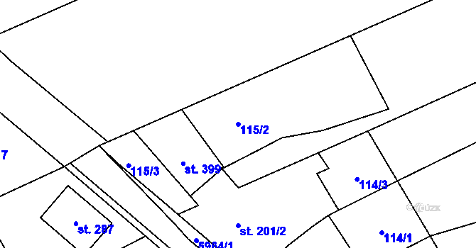 Parcela st. 115/2 v KÚ Tištín, Katastrální mapa