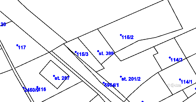 Parcela st. 399 v KÚ Tištín, Katastrální mapa