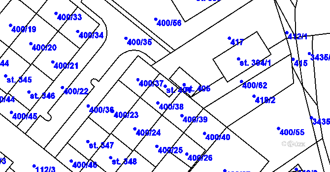 Parcela st. 401 v KÚ Tištín, Katastrální mapa