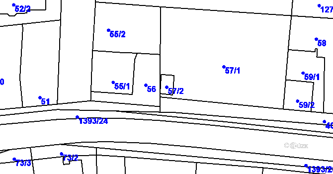 Parcela st. 57/2 v KÚ Tlučná, Katastrální mapa