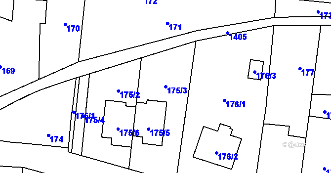 Parcela st. 175/3 v KÚ Tlučná, Katastrální mapa