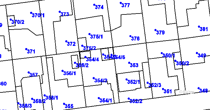Parcela st. 354/3 v KÚ Tlučná, Katastrální mapa
