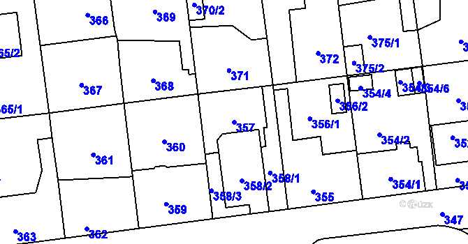 Parcela st. 357 v KÚ Tlučná, Katastrální mapa