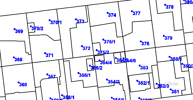 Parcela st. 375/2 v KÚ Tlučná, Katastrální mapa