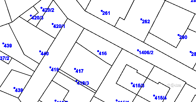 Parcela st. 416 v KÚ Tlučná, Katastrální mapa