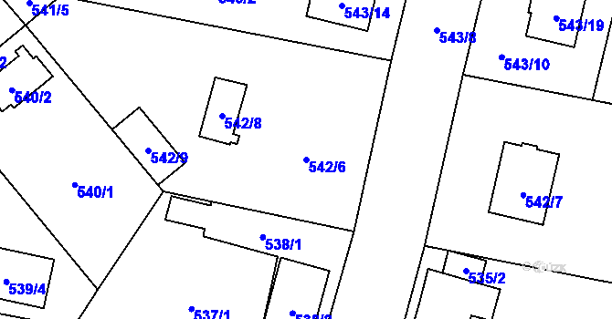Parcela st. 542/6 v KÚ Tlučná, Katastrální mapa