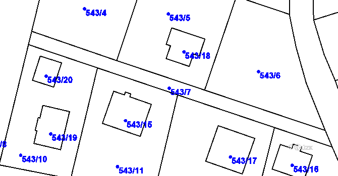 Parcela st. 543/7 v KÚ Tlučná, Katastrální mapa