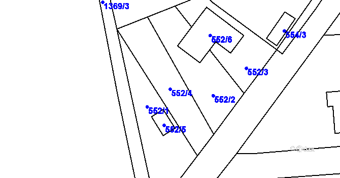 Parcela st. 552/4 v KÚ Tlučná, Katastrální mapa