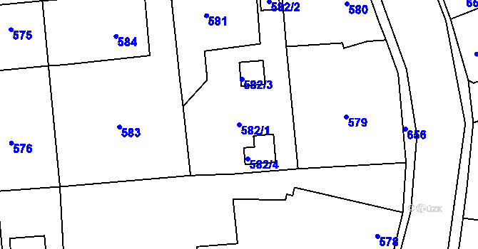 Parcela st. 582/1 v KÚ Tlučná, Katastrální mapa