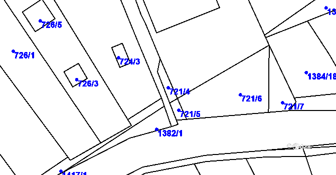 Parcela st. 721/4 v KÚ Tlučná, Katastrální mapa
