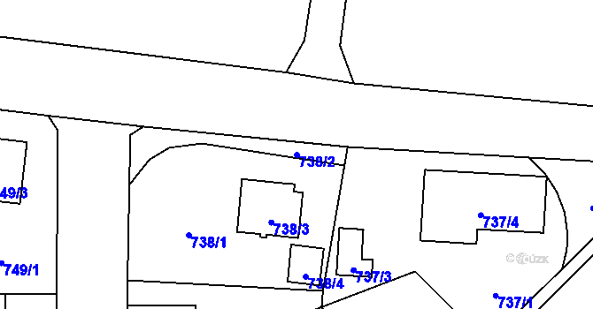 Parcela st. 738/2 v KÚ Tlučná, Katastrální mapa