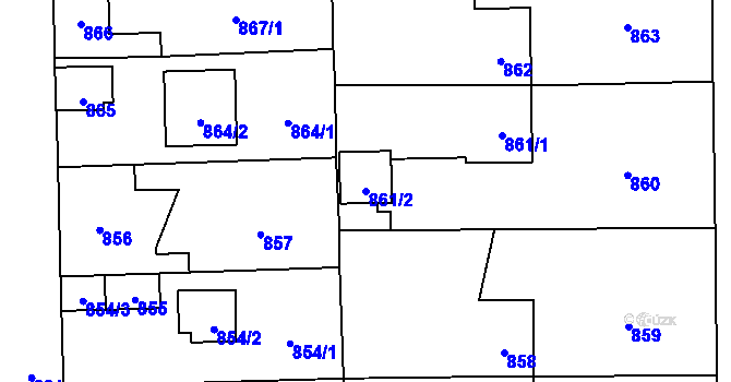 Parcela st. 861/2 v KÚ Tlučná, Katastrální mapa
