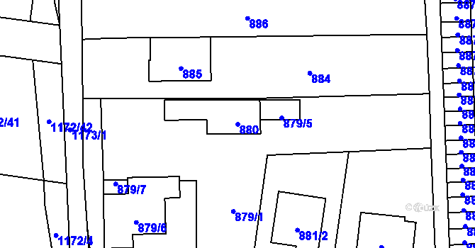 Parcela st. 880 v KÚ Tlučná, Katastrální mapa