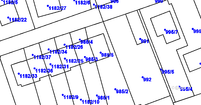 Parcela st. 985/5 v KÚ Tlučná, Katastrální mapa