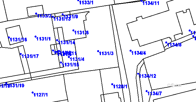 Parcela st. 1131/3 v KÚ Tlučná, Katastrální mapa