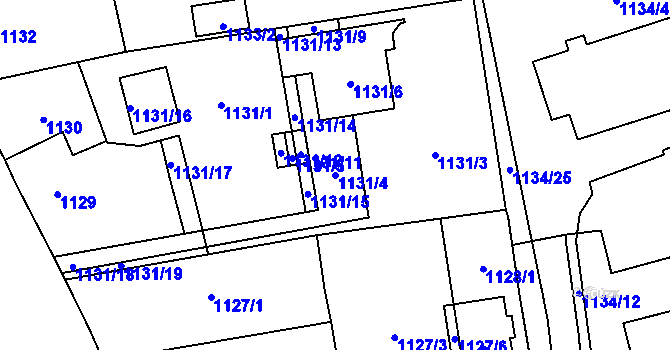 Parcela st. 1131/4 v KÚ Tlučná, Katastrální mapa
