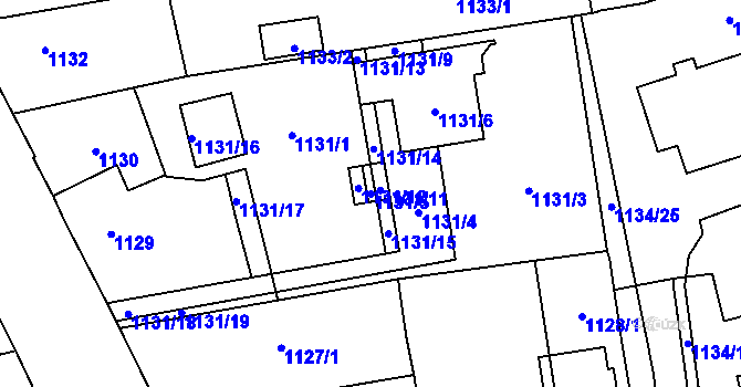 Parcela st. 1131/5 v KÚ Tlučná, Katastrální mapa