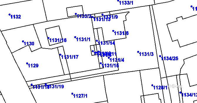 Parcela st. 1131/11 v KÚ Tlučná, Katastrální mapa
