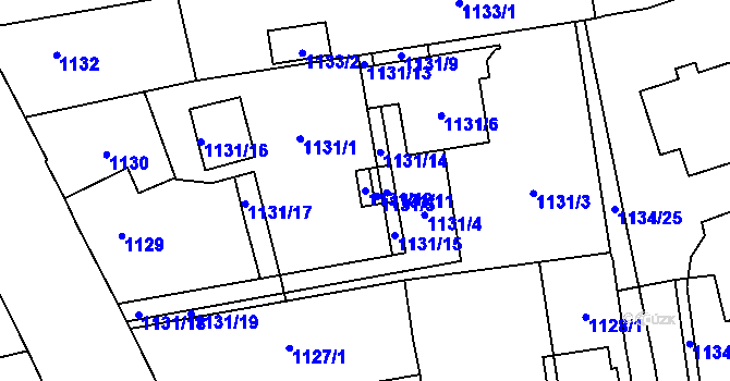 Parcela st. 1131/12 v KÚ Tlučná, Katastrální mapa